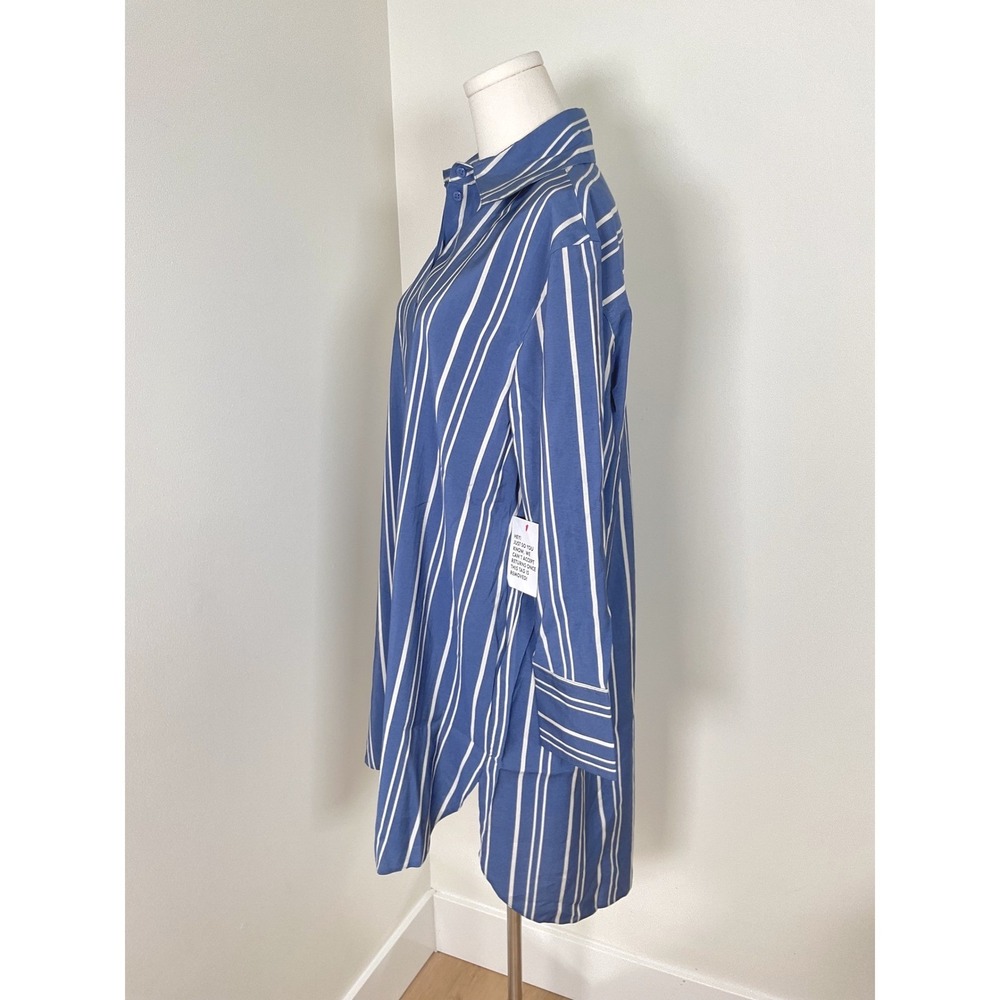 Topshop Striped‎ Oversized Shirt Dress Blue White XS Size 0-2 Button Down Career - Picture 5 of 13